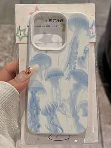 1pc Blue Seashell & Turtle Patchwork Design, Waterproof, Anti-Fingerprint, Anti-Scratch, Transparent, IMD, Soft, Glossy Phone Case Shockproof Anti-Fall - Kiểu 2 (1 cái) - Xem 2