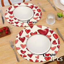 2pcs/4pcs/6pcs Heart-Shaped Silicone Placemats, Valentine's Day Style Pattern, Holiday Gift, Seasonal Decor, Suitable For Dining Table, Coffee Bar, Washable, Home Decor, Coasters, Draining Mats, Kitchen Table Mats, Indoor/Outdoor Party Decorations, Ideal Gift - Multicolor - View 15