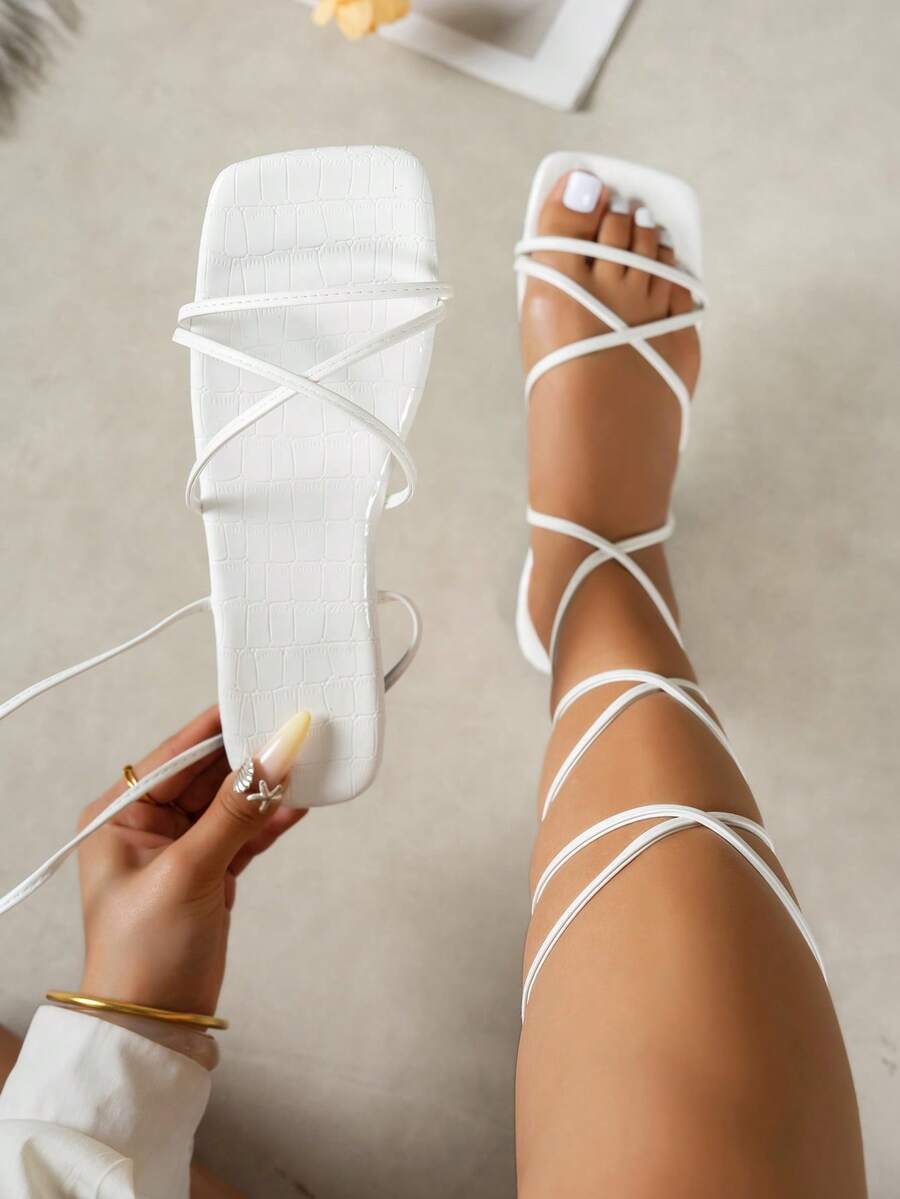 Sandal Datar Wanita, Sandal Selop Kasual Bertali Terbuka Seksi untuk Dipakai di Dalam & Luar Ruangan, Pakaian Musim Semi dan Musim Panas