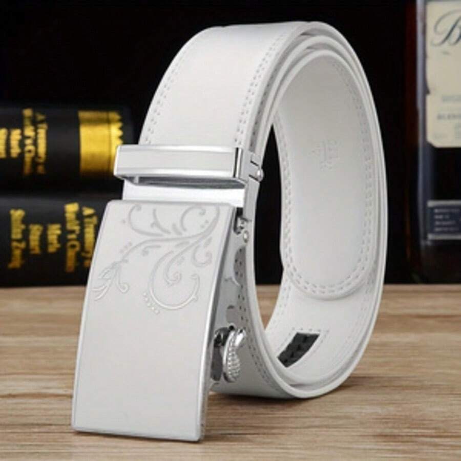1 Men's Waist Belt, Fashionable, Durable,Classic, High-End Men's Formal Belt, White Suitable For Casual Gatherings, Workplace Dressing, Outdoor Leisure Shopping And Photography, Valentine's Day/Labor Day/Halloween/Christmas Gifts - 白色 - 查看 1
