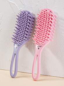 1pc Large Curling Hair Brush - Suitable For Curly Hair, Unisex, Flexible And Easy To Comb - For Dry And Wet Hair, Perfect For Curly Hairstyles, Separates Curls, Adds Volume - Anti-Static, Heat-Resistant Styling Tool - Multicolor - View 11