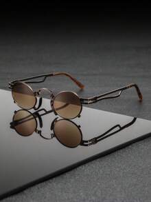 一副男士金属椭圆形眼镜，独特、百搭、时尚休闲，适合日常通勤和驾驶。 - 彩色 - 查看 13