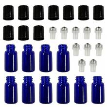 10pcs Glass Essential Oil Aromatherapy Roller Bottle Perfume Roll On Ball Bottle Refillable Travel Mini Size - Blue - View 9
