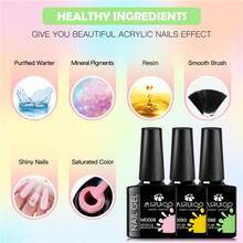 6件組/套 8ml 螢光美甲指甲油組，持久、無鉛、不含HEMA & TPO、可浸泡卸除UV凝膠美甲油，適合夏季美甲、美甲DIY美甲藝術設計，適用於美甲沙龍和居家美甲用品 - 彩色 - 查看 5