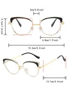 1 Pair Women's Multi-Color Cat Eye PC Frame Metal Hoop Personalized Spring Leg Contrast Color Glasses - Multicolor - View 4