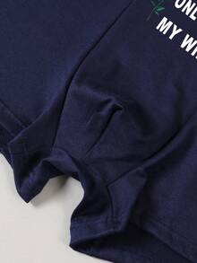 Men's Black Briefs With Letter & Rose Flower Print, Elastic Comfortable Everyday Underwear - Blue - View 5