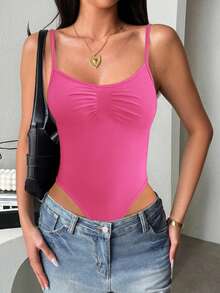 GAOVOT Women's Sexy Y2K Style Sleeveless Halter Bodysuit, Spring/Summer - Hot Pink - View 8