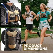 Chaleco de hidratación, patente original, mochila pectoral ligera con bolsa de agua de 2.0 l para senderismo, correr, ciclismo, carreras, maratón para hombres y mujeres - Caqui - Ver 6