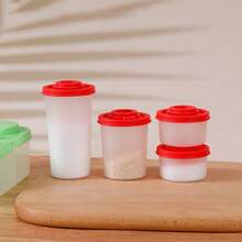 1/3pcs Moisture-Proof Salt And Pepper Shaker Containers With Red Lids, Sealed Plastic Seasoning Jars Dispenser - Red - View 7