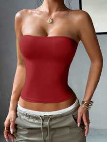 Áo lót hai dây Ocita dành cho nữ, màu trơn, có đệm mút, gợi cảm, thích hợp cho tập gym, yoga, pilates, thể dục, chạy bộ. - Màu Đỏ Sâu - Xem 9