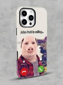 Selected "John Pork Is Calling" Printed All Inclusive Mixed Color Phone Case Suitable For IPhone17PRO MAX/17 AIR/15ProMax/16PROMAX/GalaxyS22/S23/S24/S23 Plus/S24 Ultra/S25/A15/A33/A23  A Must-Have For Daily Commuting - Anti Fading, Immaculate, Holy Mother's Day, Independence Day Gift, Valentine's Day, Birthday Gift For Family And Friends. - White - View 2