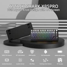 ATTACK SHARK X85PRO 无线机械键盘，带 TFT 显示屏和旋钮，75% QMK 密封式游戏键盘，支持 2.4G/蓝牙/USB-C 有线连接，支持热插拔线性轴，内置 4000mAh 电池，支持防鬼键，RGB 背光 - 彩色 - 查看 2