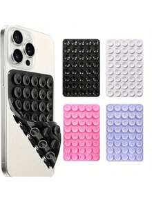 硅胶吸盘支架套装 4 件装，经典双面 40 个硅胶吸盘，手持自拍杆/支架，多功能粘性手机支架，可重复使用粘垫，用于手机支架或握持，方便自拍、视频等。易于粘贴，易于清洁，兼容 和安卓系统。非常适合淋浴时视频录制和摄影。节日礼物，手机配件，情人节礼物。 - 彩色 - 查看 8