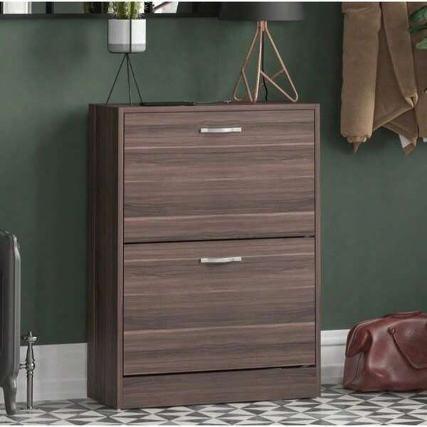 Shoe Cabinet With 2-Drawers, Shoe Cabinet With 2 Spacious Drawers Storage Shoe Rack Organizer Stainless Steel Handles, Entryway Hallway Furniture