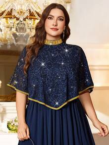 Đầm maxi sang trọng với họa tiết ren đính kim sa vàng, viền voan, thích hợp cho khách dự đám cưới, tiệc trang trọng, sinh nhật, lễ tốt nghiệp, dạ tiệc và các dịp khác. Mùa xuân - Màu xanh hải quân - Xem 7