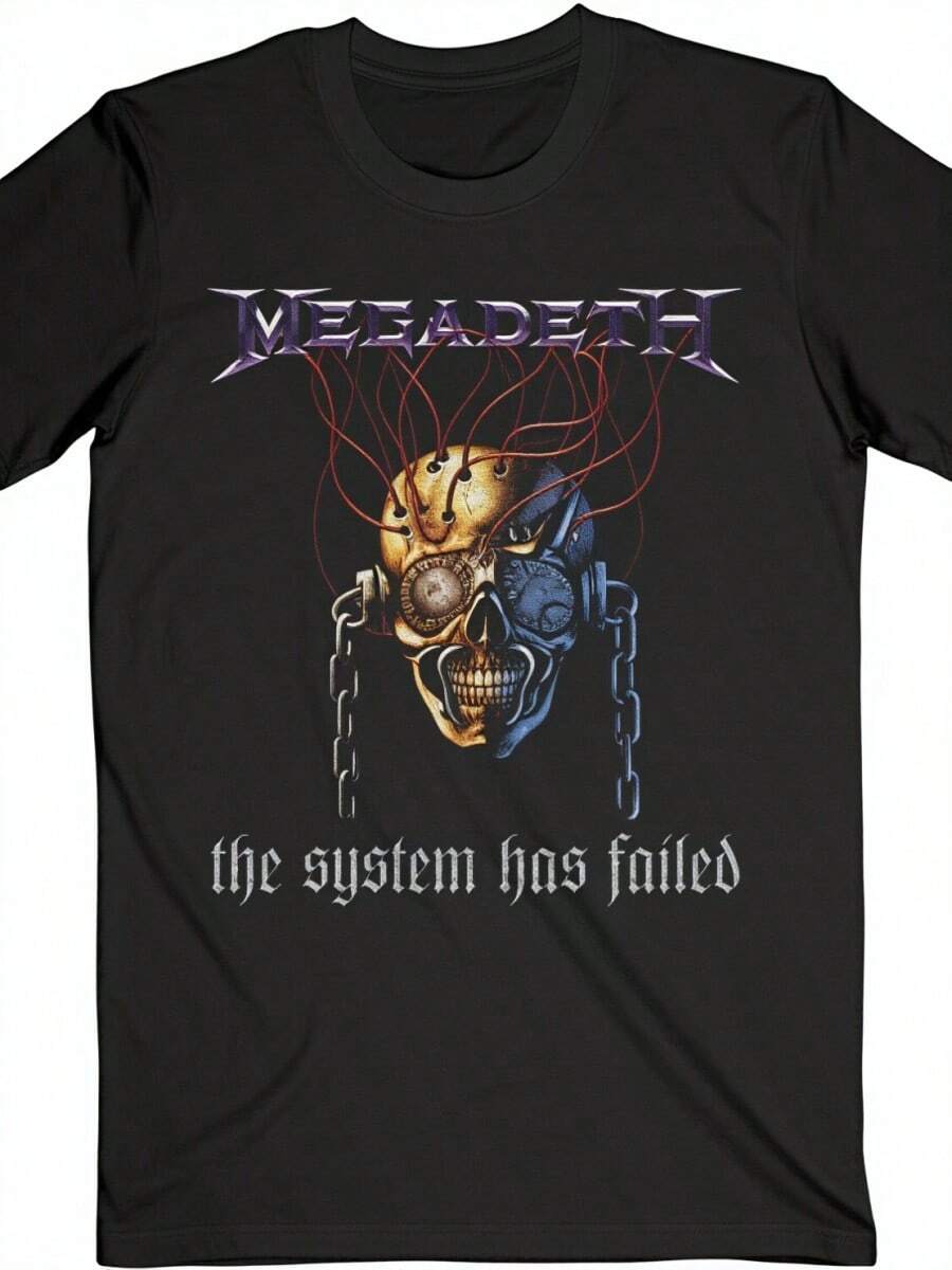 2026New Style MEGADETH Vic Head Grid American Retro Street Men And Women Short SLEEs Ve T-Shirt Streetwear Loose Tee Tops - màu đen - Xem 1