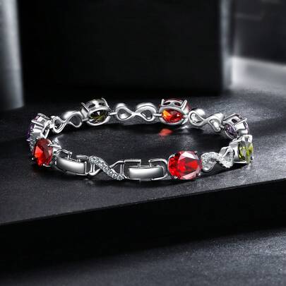 MDFUN Pulsera de tenis con diseño de infinito chapada en oro blanco de 18K con circonita cúbica, elegante y versátil para uso diario y de fiesta de las mujeres