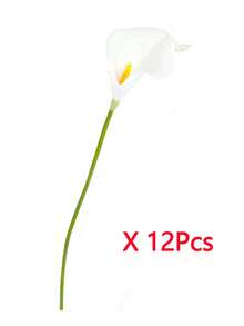 1/5/10件裝 白色馬蹄蘭人造花束，適合婚禮、新娘派對、祝福禮物、居家裝飾，仿真馬蹄蘭花 - 白色黃心 - 查看 8