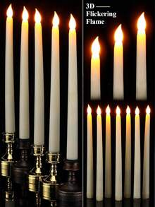 12/6/1pc White Flameless Electronic Candle, Dimmable Smokeless LED Candle For Wedding Decor, Birthday Party, Halloween, Autumn, Christmas, Romantic Starry Atmosphere Decoration - A - View 10