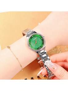 Seiko 精工 ALBA 闪亮绿色表盘水晶表圈不锈钢石英女表优雅正装表情人节礼物 AH7W27X1 - AH7W27X1 - 查看 4