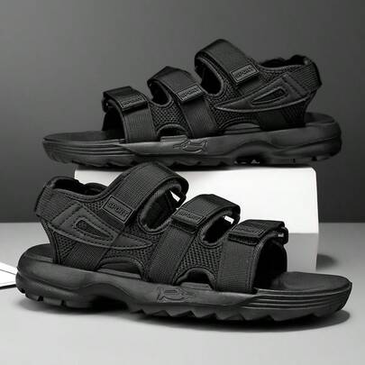 Men's Summer New Outdoor Slippers, Flat Sandals, Retro Versatile Korean Style Beach Shoes, Slip-On Slouchy Slippers, Soft Bottom Beach Slippers, Men's Open Toe Thick Sole Non-Slip Sports Sandals