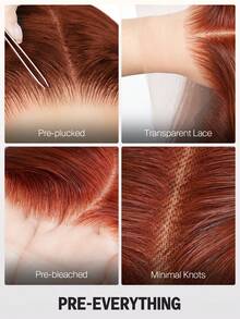 MEGALOOK 14英寸红棕色波波头假发，100%真人发，透明蕾丝，13x4蕾丝前额假发，#33色真人发直发波波头假发 - 自然逼真，适合日常佩戴，可打造办公室、僵尸新娘、万圣节、派对、Y2K风格、度假、户外角色扮演、校园、学校假期、圣诞节、派对、婚礼、节日等各种场合，适合女性佩戴。 - S33 - 查看 6