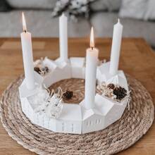 1 buc DIY mucegai de lut stil nordic casă combinație mucegai de ipsos casă, sfeșnic, vază de flori, recipient pentru lumânări, mucegai de silicon, mucegai de rășină epoxidică, potrivit pentru DIY lucrat manual, recipient pentru depozitarea bijuteriilor, decor de sărbători - alb - Vizualizare 1