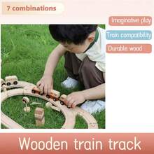 1 Box, Wooden Train Track, Solid Wood, Wooden Track For Kids,Expansion Set, Wooden House And Trees, Wooden Train Track Pieces - Expand Creativity, Wooden Train Tracks Accessories Expansion Pack Fits , Birthday Gift For Boys Girls Toddler Kids,For 3-7 Years Old Toddlers & Kids - Wooden Track - View 8
