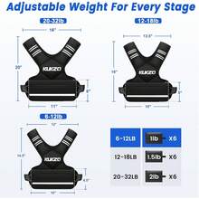 Chaleco con peso ajustable para mujer y hombre, 6-12 libras/12-8 libras/20-32 libras con 6 pesos de arena de hierro para entrenamiento de fuerza, rucking, correr, caminar, entrenamiento físico - Negro - Ver 5