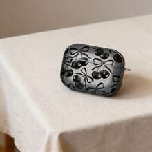 Black Cherry Design Protective Case Compatible With Apple Earphones, Transparent Black Earphone Shock-Proof Cover, Only Suitable Compatible With Apple Bluetooth Earphones - Transparent Black - View 9