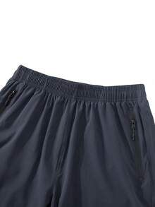 Two-Pack Of Men's Elastic Athletic Shorts With An Elastic Waistband And Zippered Pockets. Suitable For Sports, Fitness, Hiking, Outdoor Activities, Basketball, Soccer, Golf, Etc. A Great Gift For Men, Especially For Valentine's Day. - 黑色+深灰 - 查看 10