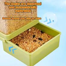 1pc Parrot Automatic Feeder Hull Separator Budgerigar Cockatiel Anti-Spill Hanging Splash-Proof Integrated Feeder Food Box - one-size - View 8