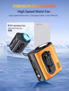 1个二合一颈挂式/腰挂式高速散热风扇，带LED显示屏和照明灯，可独立放置于桌面，便携式设计，适用于户外露营/徒步/工作，尤其适合夜间工作，包含挂绳和充电线。 - 彩色 - 查看 9