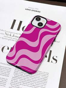 Wave Ripples 1pc Glossy Artistic Water Wave Pattern 2-In-1 Protective Hard Phone Case Compatible With Samsung/ 11/12/13/14/15/16/17 Pro Max - Multicolor - View 3