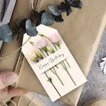 24/48 Pcs Elegant "Happy Birthday" Gift Tags With Jute Twine - Pink Floral Design, High-Quality Paper For Birthday Party Decorations, Gift Wrapping, And Delicate Gifts - Refined And Joyful Style, Birthday Party Decor, Celebration Accessories, Fresh Style - Multicolor - View 4