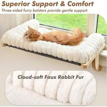 Cat Window Sill Perch,A Sturdy Wood & Metal Frame Supports A Plush, Cushioned Bed. The Zippered Cover Is Removable For Easy Cleaning. Ideal For Any Cat.Medium, White. - Kích thước trung bình (21,7''x15'') - Xem 2