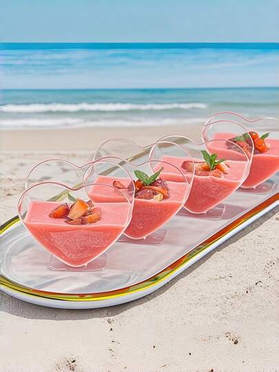 10pcs Transparent Heart-Shaped Cups - Leak-Proof, Non-Slip, Lightweight PS Material, Low Cup Bottom Ice Cream Cups, Mousse Cups, Cocktail Cups, Pudding Cups, Small Packaging Cups, Suitable For Cold Drinks, Desserts, Parties, Weddings, Valentine's Day, Easter, Cocktails, Specialty Stores, Gatherings - Elegant Party Supplies, Wedding Decoration Cups, Durable Design, Dessert Cups, Reusable, Suitable For Event Planning
