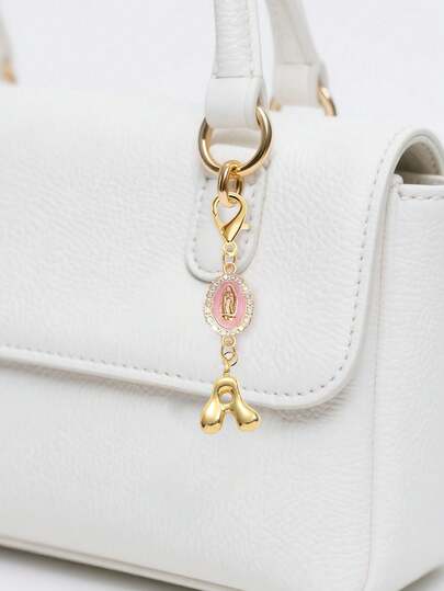 Bubble Letters Cute And Virgin Mary Bag Pendant, Letters A-Z, Amulet Accessories, Faux Pearl And Rhinestone Element Keychain, Lucky Crystal Pendant, Necklace And Headphone Pendant, Car Pendant, Faith Accessory Pendant Decoration, Unique Christian Jewelry; Alloy That Is Not Easily Broken Or Rusted. Gifts Suitable For Both Women And Girls; Valentine's Day Gift. Baptismal Gift, Priest Gift, Gothic Gift, His/Her Gift, Daily Carrying.