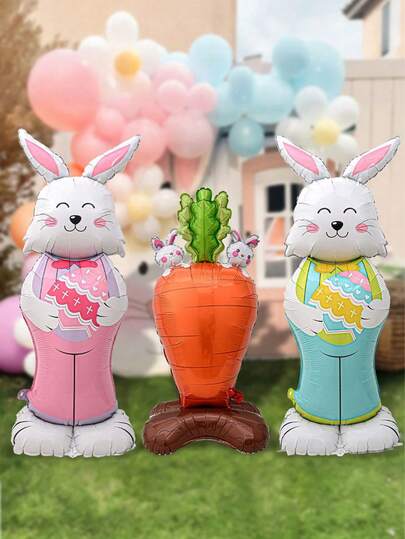 1 pieza Globo de conejo de Pascua de pie en 4D, decoración de fiesta temática de Pascua, conejo de Pascua