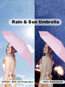 Mini Folding Umbrella, Pocket-Sized Portable Waterproof Travel Umbrella, Sun Umbrella, Ladies UV Protection Umbrella, 2-In-1 Mini Six-Fold Super Lightweight Portable Umbrella, Mini Travel Umbrella, Dual-Use Portable Umbrella, Windproof, 99% UV Protection, Unisex - Multicolor - View 5