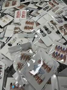1 套（10 片）3D 立体花卉美甲贴纸，手工美甲贴片，按压式美甲贴，适合女性和女孩日常佩戴 - 查看 1