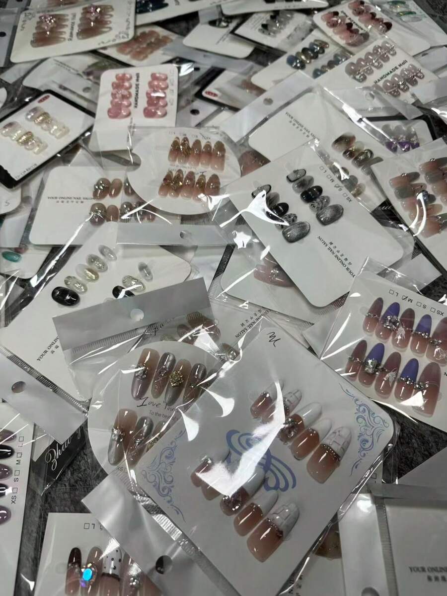 1 套(10 片)3D 立体花卉美甲贴纸,手工美甲贴片,按压式美甲贴,适合女性和女孩日常佩戴 - 查看 1