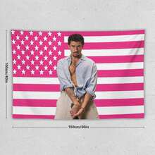 1PC Singer Bad Music Bunny Printed American Flag Decorative Tapestry, Patriotic Star Spangled Banner Design, Album Tapestry, Suitable For Horizontal Wall Hanging In Bedrooms, Dormitories, And Living Rooms, Easy To Hang, Perfect Valentine's Day Gift - 1PC - Xem 13