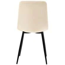 Set Of 4 Beige Dining Chairs, Upholstered And Featuring A Backrest, A Velvet Seat And A Metal Frame. - Antique White - View 9