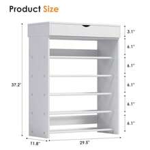 5-Tier Shoe Rack With Top Cabinet 29.5 Inches Shoe Storage Shelf Shoes Organizer For 20-25 Pairs Wooden + Metal Shees Shoe Rack For Entryway Bedroom Hallway Black - White - View 2