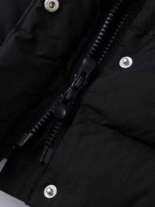 Annil [Extremely Cold Down Jacket]Children's Girls' Long-Sleeved Down Coat With Winter Collar And Hood, Thick Style, Warmth-Resistant Coat - Black - View 5