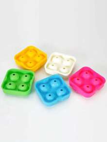 四格冰球模具，四格冰块托盘，带盖威士忌冰模，可重复使用硅胶冰块托盘，创意速冻冰块模具 - 彩色 - 查看 7