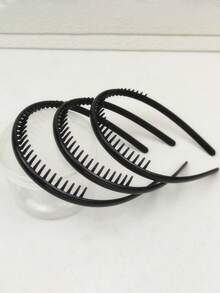 3 chiếc băng đô thời trang màu đen, chống trượt, kiểu dáng lượn sóng, thích hợp dùng khi chăm sóc da mặt tại nhà, dùng để rửa mặt hoặc trang điểm hàng ngày. - màu đen - Xem 9