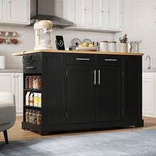 Mobile Storage Islands - Black+Natural + MDF + European - View 7