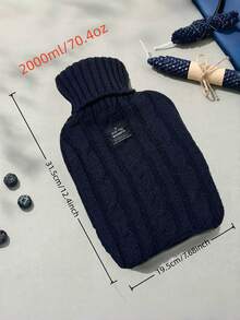1pc 1000ml/2000mlHot Water Bag Filled With Water, Warm Water Bag For Women, Hot Compress For The Stomach, Student Size, Water Filled, Warm Hands, Cute Plush Baby - Navy Blue - View 15